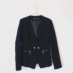 Zara Black Blazer with Gold Accents
